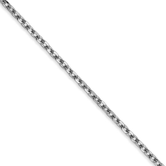 2.2mm 14k White Gold Diamond Cut Solid Cable Chain Necklace 18 Inch